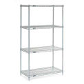 Nexelate Wire Shelving Starter Unit, Silver Epoxy, 24&quot;W X 24&quot;D X 74&quot;H