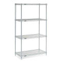 Nexelate Wire Shelving Starter Unit, Silver Epoxy, 48"W X 21"D X 86"H