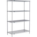 Nexelate Wire Shelving Starter Unit, Silver Epoxy, 54"W X 21"D X 86"H