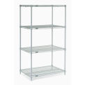 Nexelate Wire Shelving Starter Unit, Silver Epoxy, 30"W X 14"D X 63"H