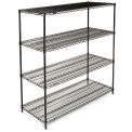 Nexel Wire Shelving, Black Epoxy, 72&quot;W X 24&quot;D X 63&quot;H