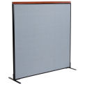 60-1/4"W x 61-1/2"H Deluxe Freestanding Office Partition Panel, Blue