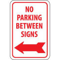 NMC Traffic Sign, No Parking Between Signs W/Left Arrow, 18&quot; X 12&quot;, White/Red, TM31G