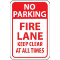 NMC Traffic Sign, No Parking Fire Lane Keep Clear At All Times, 18&quot; X 12&quot;, White/Red, TM47G