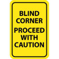 NMC Traffic Sign, Blind Corner Proceed With Caution, 18&quot; X 12&quot;, Yellow/Black, TM71G