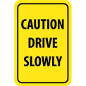 NMC Traffic Sign, Caution Drive Slowly, 18&quot; X 12&quot;, Yellow/Black, TM72G