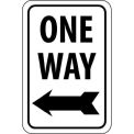 NMC Traffic Sign, One Way With Left Arrow, 18" X 12", White/Black, TM22G