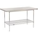 60&quot;W x 30&quot;D 16 Gauge 304 Stainless Steel Work Table with Wire Undershelf