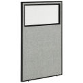 36-1/4&quot;W x 60&quot;H Office Partition Panel with Partial Window, Gray