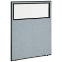 48-1/4"W x 60"H Office Partition Panel with Partial Window, Blue