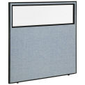 60-1/4"W x 60"H Office Partition Panel with Partial Window, Blue