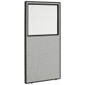 36-1/4"W x 72"H Office Partition Panel with Partial Window, Gray