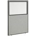 48-1/4&quot;W x 72&quot;H Office Partition Panel with Partial Window, Gray