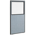 36-1/4"W x 72"H Office Partition Panel with Partial Window, Blue
