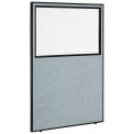 48-1/4"W x 72"H Office Partition Panel with Partial Window, Blue