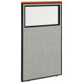36-1/4&quot;W x 61-1/2&quot;H Deluxe Office Partition Panel with Partial Window, Gray