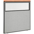 60-1/4"W x 61-1/2"H Deluxe Office Partition Panel with Partial Window, Gray