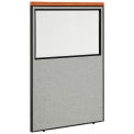 48-1/4"W x 73-1/2"H Deluxe Office Partition Panel with Partial Window, Gray