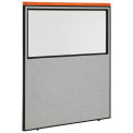 60-1/4"W x 73-1/2"H Deluxe Office Partition Panel with Partial Window, Gray