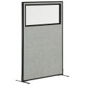 36-1/4"W x 60"H Freestanding Office Partition Panel with Partial Window, Gray