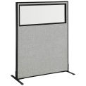 48-1/4"W x 60"H Freestanding Office Partition Panel with Partial Window, Gray