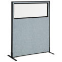 48-1/4&quot;W x 60&quot;H Freestanding Office Partition Panel with Partial Window, Blue