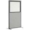 36-1/4"W x 72"H Freestanding Office Partition Panel with Partial Window, Gray
