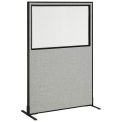 48-1/4&quot;W x 72&quot;H Freestanding Office Partition Panel with Partial Window, Gray