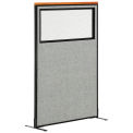 36-1/4"W x 61-1/2"H Deluxe Freestanding Office Partition Panel with Partial Window, Gray