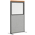 36-1/4&quot;W x 73-1/2&quot;H Deluxe Freestanding Office Partition Panel with Partial Window, Gray