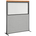 60-1/4&quot;W x 73-1/2&quot;H Deluxe Freestanding Office Partition Panel with Partial Window, Gray