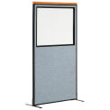 36-1/4"W x 73-1/2"H Deluxe Freestanding Office Partition Panel with Partial Window, Blue