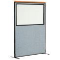48-1/4&quot;W x 73-1/2&quot;H Deluxe Freestanding Office Partition Panel with Partial Window, Blue