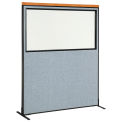 60-1/4"W x 73-1/2"H Deluxe Freestanding Office Partition Panel with Partial Window, Blue