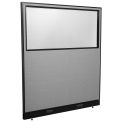 60-1/4&quot;W x 64&quot;H Electric Office Partition Panel with Partial Window, Gray