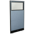 36-1/4"W x 64"H Electric Office Partition Panel with Partial Window, Blue