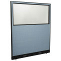 60-1/4&quot;W x 64&quot;H Electric Office Partition Panel with Partial Window, Blue