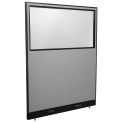 60-1/4"W x 76"H Electric Office Partition Panel with Partial Window, Gray