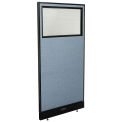 36-1/4"W x 76"H Electric Office Partition Panel with Partial Window, Blue