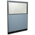 60-1/4&quot;W x 76&quot;H Electric Office Partition Panel with Partial Window, Blue