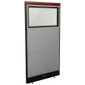 36-1/4&quot;W x 65-1/2&quot;H Deluxe Electric Office Partition Panel with Partial Window, Gray