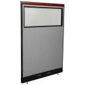 48-1/4&quot;W x 65-1/2&quot;H Deluxe Electric Office Partition Panel with Partial Window, Gray