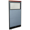 36-1/4"W x 65-1/2"H Deluxe Electric Office Partition Panel with Partial Window, Blue