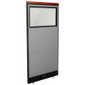 36-1/4"W x 77-1/2"H Deluxe Electric Office Partition Panel with Partial Window, Gray
