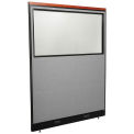 60-1/4"W x 77-1/2"H Deluxe Electric Office Partition Panel with Partial Window, Gray