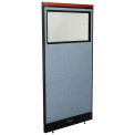 36-1/4&quot;W x 77-1/2&quot;H Deluxe Electric Office Partition Panel with Partial Window, Blue