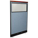 48-1/4"W x 77-1/2"H Deluxe Electric Office Partition Panel with Partial Window, Blue