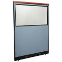 60-1/4"W x 77-1/2"H Deluxe Electric Office Partition Panel with Partial Window, Blue