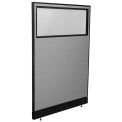 48-1/4"W x 76"H Office Partition Panel with Partial Window & Pass-Thru Cable, Gray