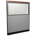60-1/4"W x 65-1/2"H Deluxe Office Partition Panel with Partial Window & Pass-Thru Cable, Gray